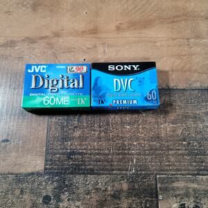 1 JVC Mini DVC DVM60 and 1 SONY DVM60PRL DVC Digital Video Cassette both LP90